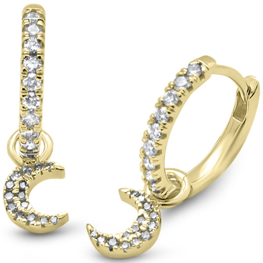 Muse Jewelry .25ct G SI 14K Yellow Gold Diamond Dangling Moon Hoop Earrings