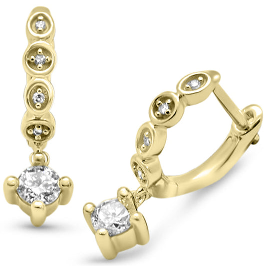 Muse Jewelry .33ct G SI 14K Yellow Gold Diamond Dangling Round Diamond Hoop Earrings
