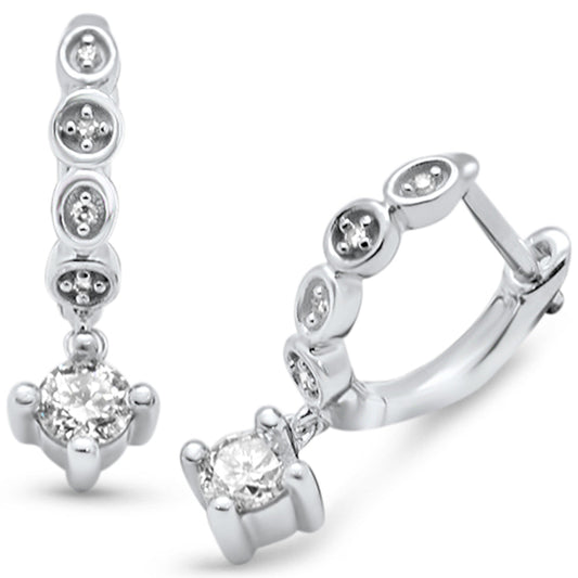Muse Jewelry .33ct G SI 14K White Gold Diamond Dangling Round Diamond Hoop Earrings