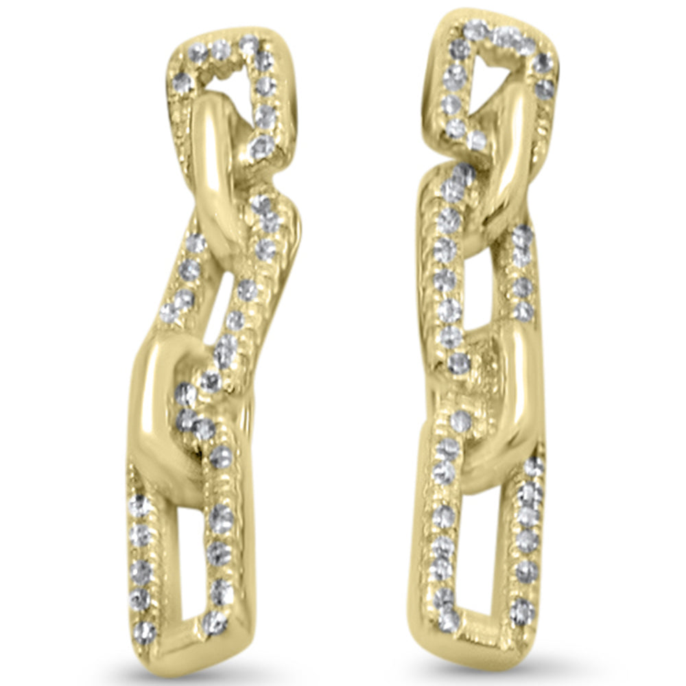 Muse Jewelry .13ct G SI 14K Yellow Gold Diamond Square Link Dangling Earrings