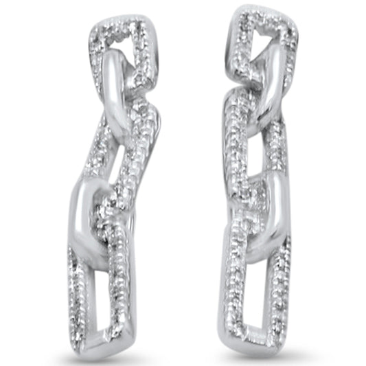 Muse Jewelry .13ct G SI 14K White Gold Diamond Link Dangling Earrings Push Back