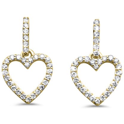 Muse Jewelry .26ct G SI 14K Yellow Gold Diamond Dangling Heart Earrings