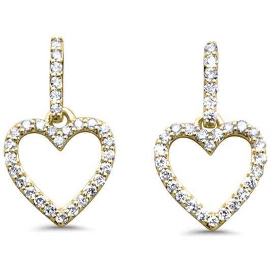 Muse Jewelry .26ct G SI 14K Yellow Gold Diamond Dangling Heart Earrings