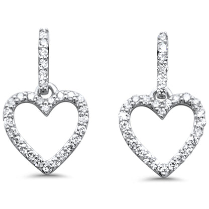 Muse Jewelry .24ct G SI 14K White Gold Diamond Dangling Heart Earrings