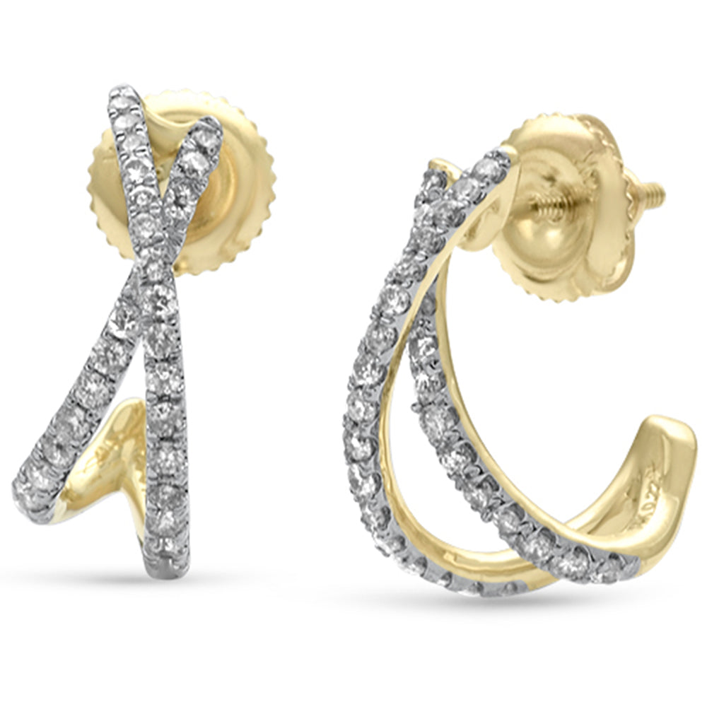 Muse Jewelry .42ct G SI 14K Yellow Gold Diamond Twisted Hoop Earrings