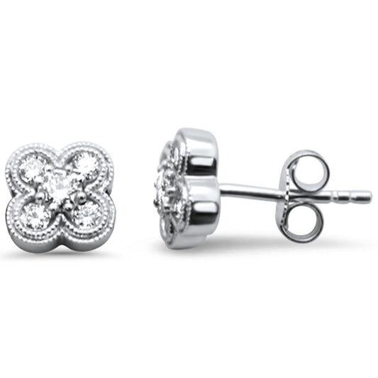 Muse Jewelry .38ct G SI 14K White Gold Diamond Clover Flower Stud Earrings