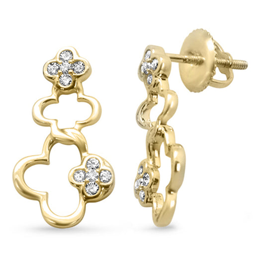 Muse Jewelry .20ct G SI 14K Yellow Gold Diamond Three Flower Earrings