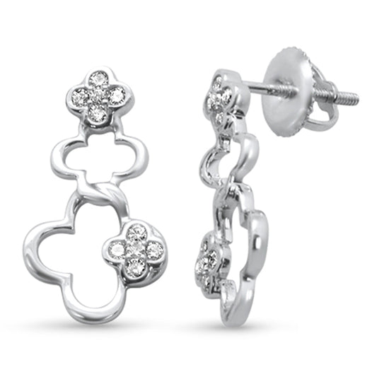 Muse Jewelry .21ct G SI 14K White Gold Diamond Three Flower Earrings