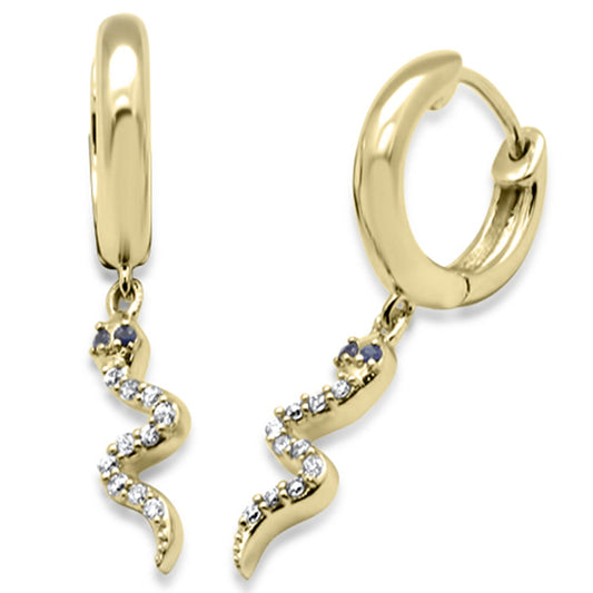 Muse Jewelry .15ct G SI 14K Yellow Gold Diamond & Blue Sapphire Gemstone Dangling Snake Earrings