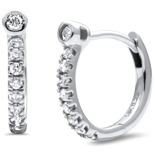 Muse Jewelry .22ct G SI 14K White Gold Diamond Bezel Hoop Earrings