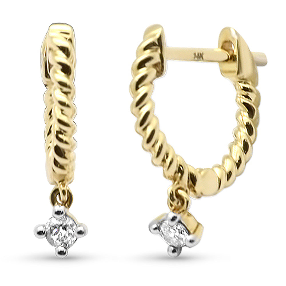 Muse Jewelry .08ct G SI 14K Yellow Gold Diamond Dangling Hoop Earrings