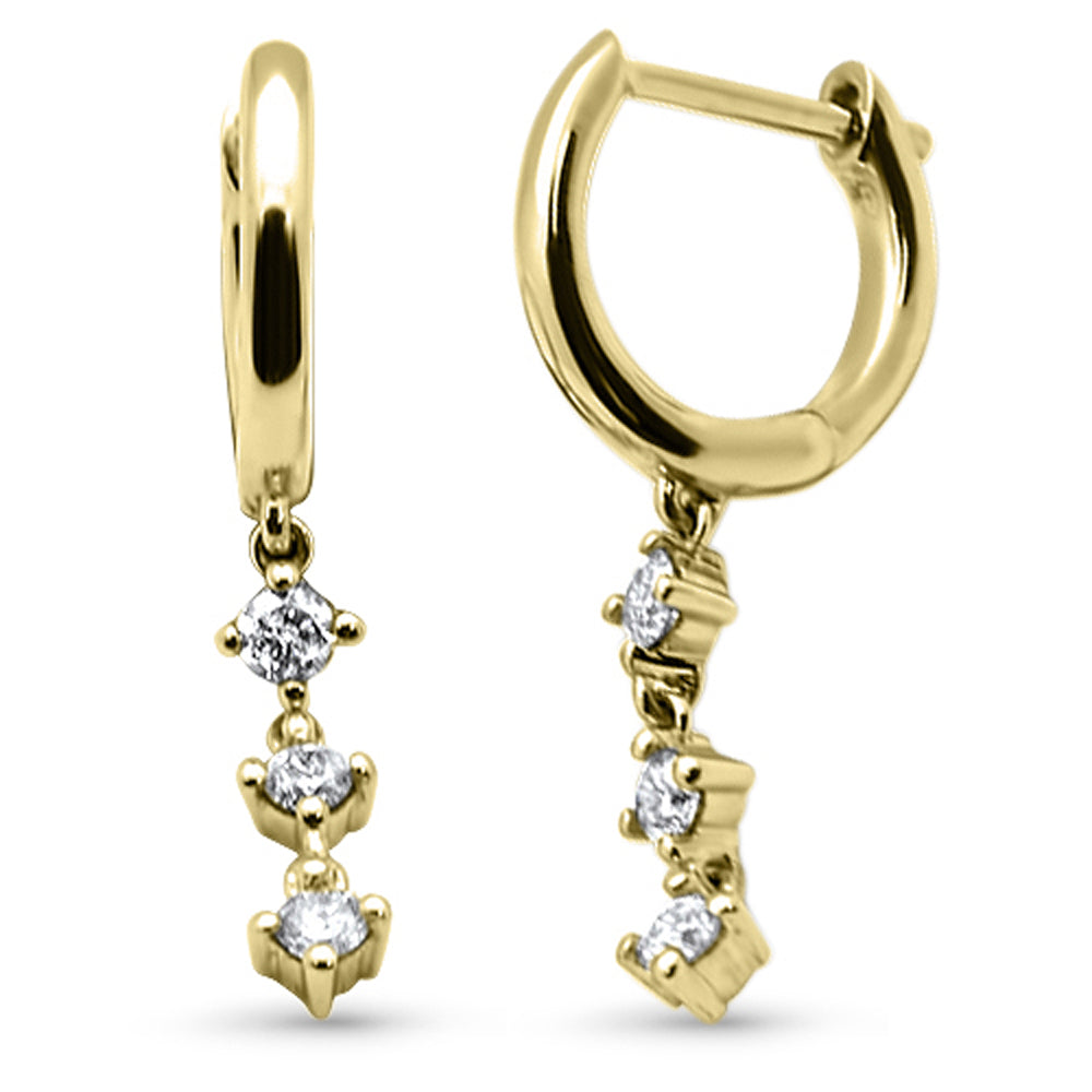 Muse Jewelry .22ct G SI 14K Yellow Gold Diamond Dangling Hoop Earrings