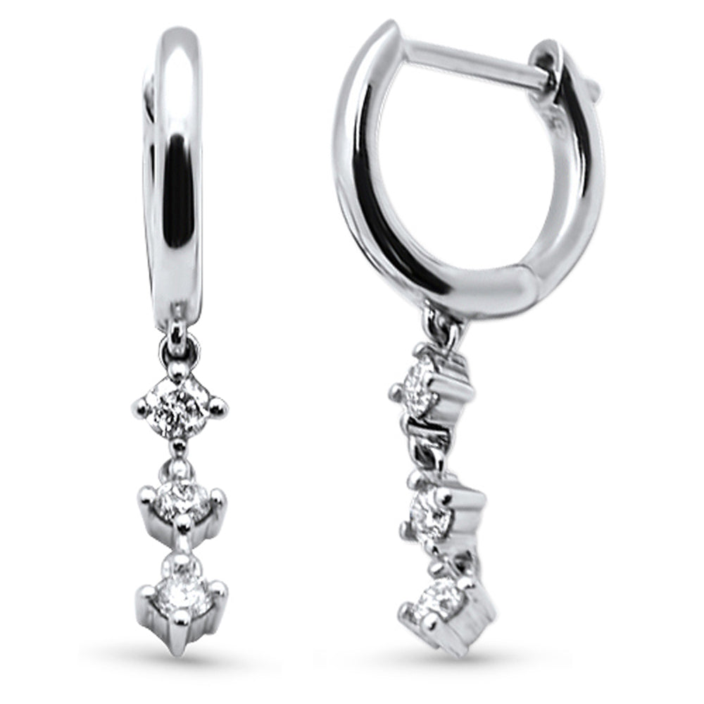 Muse Jewelry .22ct G SI 14K White Gold Diamond Dangling Hoop Earrings