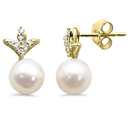 Muse Jewelry 3.45ct G SI 14K Yellow Gold Diamond Pearl Dangling Earings