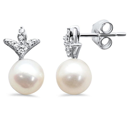 Muse Jewelry 3.45ct G SI 14K White Gold Diamond Pearl Dangling Earings