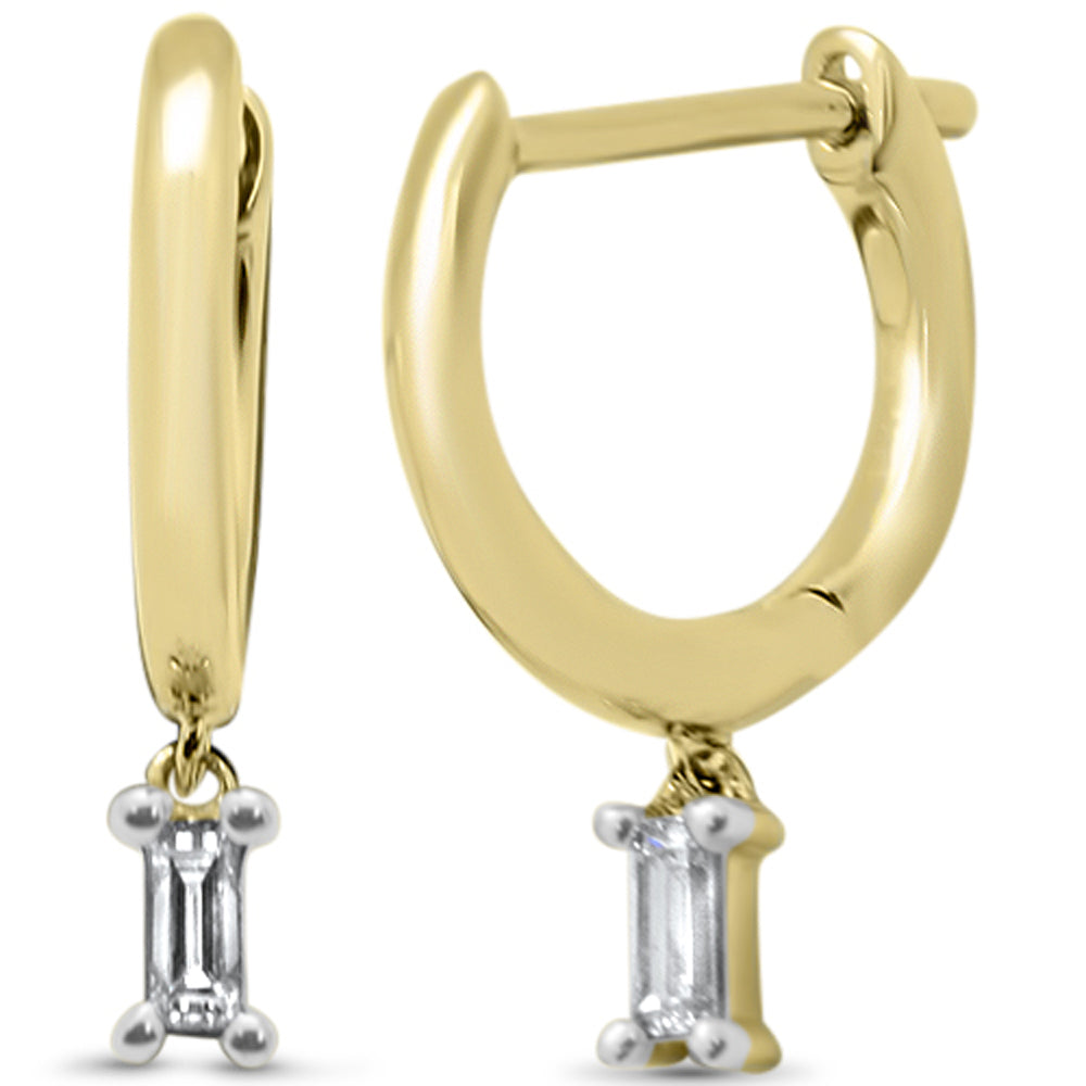 Muse Jewelry .09ct G SI 14K Yellow Gold Diamond Petite Baguette Hoop Earrings