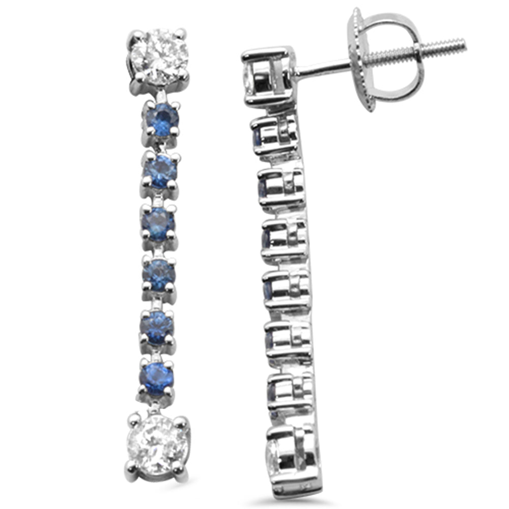 Muse Jewelry 1.00ct G SI 14K White Gold Diamond & Blue Sapphire Dangling Earrings