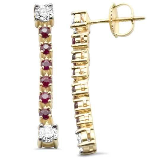 Muse Jewelry .98ct G SI 14K Yellow Gold Diamond Garnet Dangling Earrings