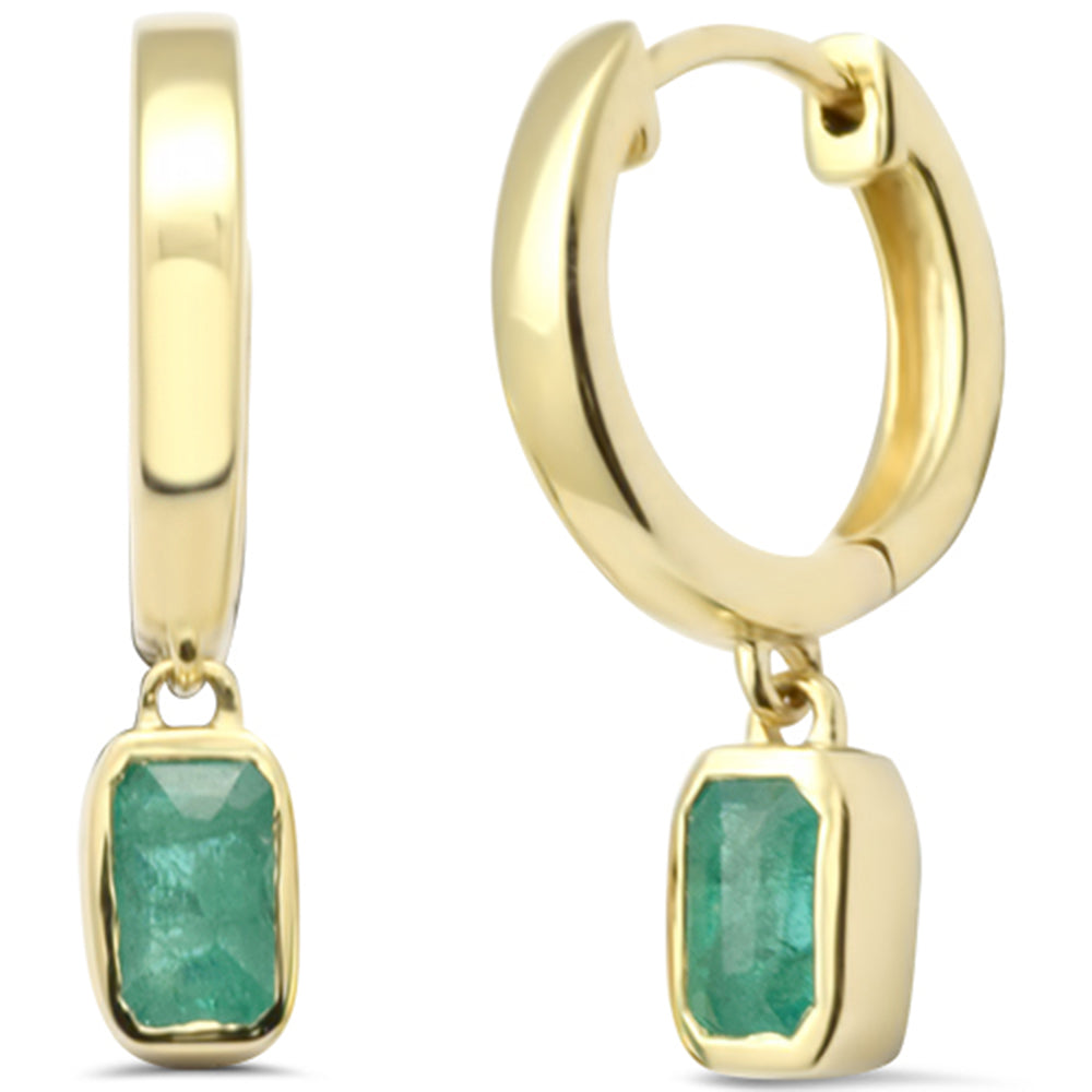 Muse Jewelry .51ct G SI 14K Yellow Gold Emerald Gemstone Hoop Earrings