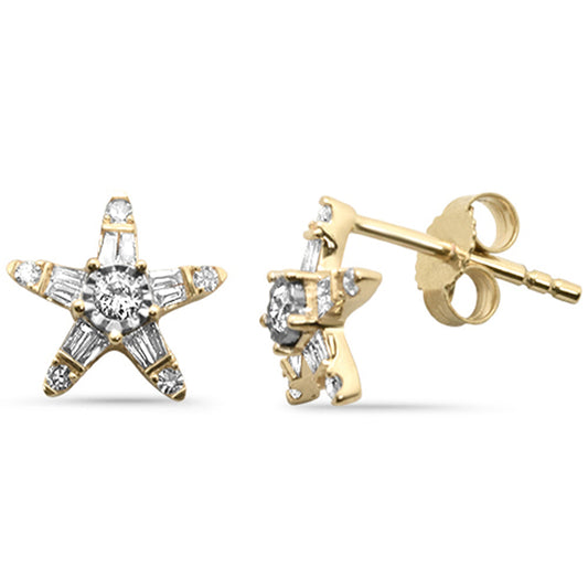 Muse Jewelry .26ct G SI 14K Yellow Gold Diamond Star Baguette Earrings