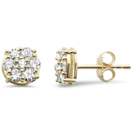 Muse Jewelry .74ct G SI 14K Yellow Gold Diamond Round Flower Stud Earrings