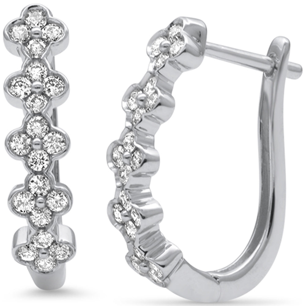 Muse Jewelry .50ct G SI 14K White Gold Diamond Petite Hoop Clover Earrings