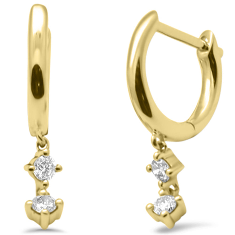 Muse Jewelry .15ct G SI 14K Yellow Gold Diamond Petite Dangling Hoop Earrings