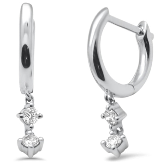 Muse Jewelry .15ct G SI 14K White Gold Diamond Petite Dangling Hoop Earrings