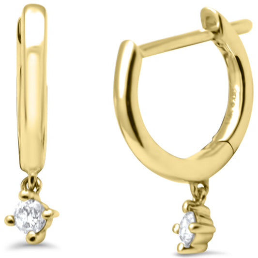 Muse Jewelry .08ct G SI 14K Yellow Gold Diamond Petite Dangling Hoop Earrings