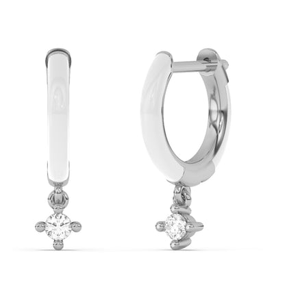 Muse Jewelry .08ct G SI 14K White Gold Diamond Petite Dangling Hoop Earrings