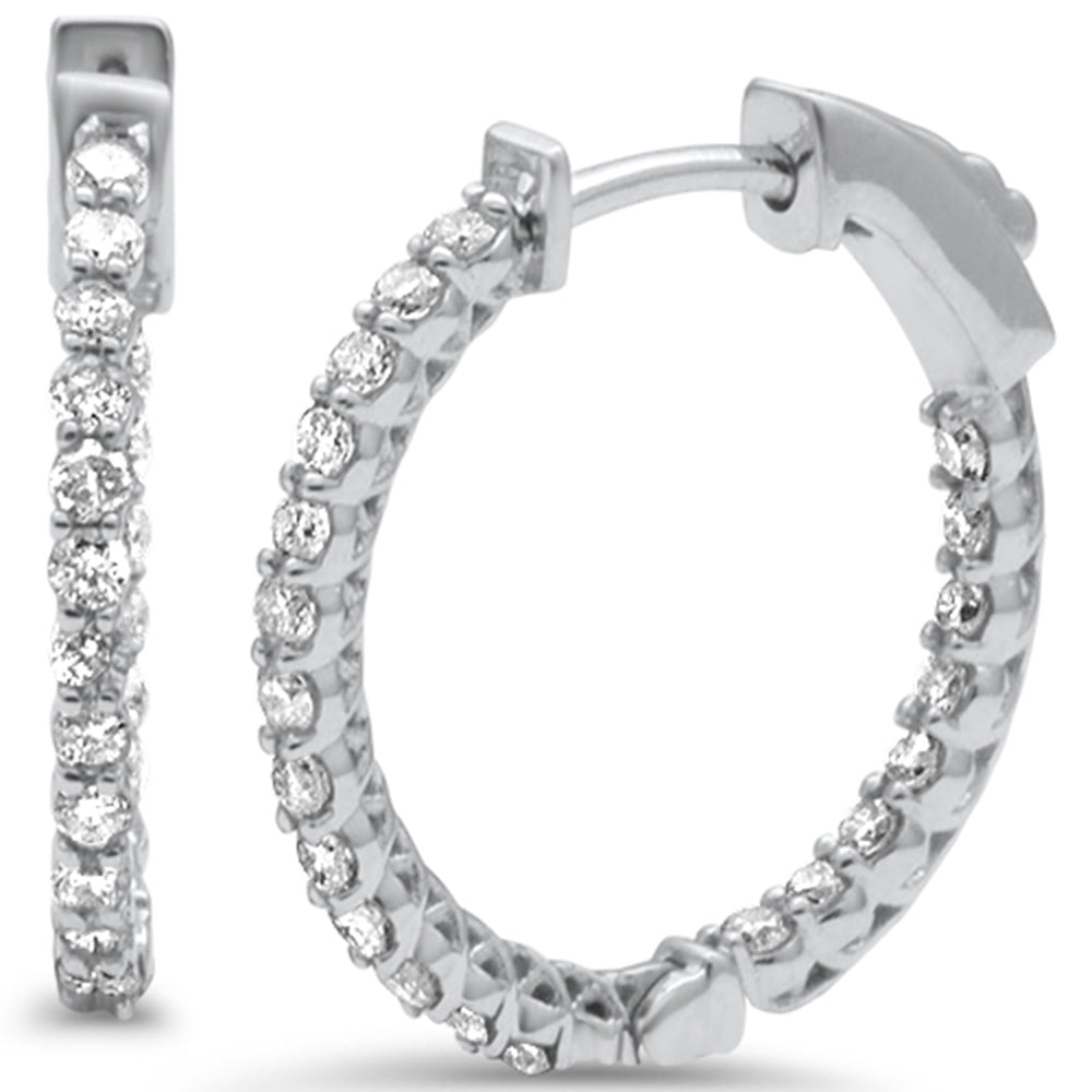 Muse Jewelry 1.11ct G SI 14K White Gold Diamond Hoop Earrings