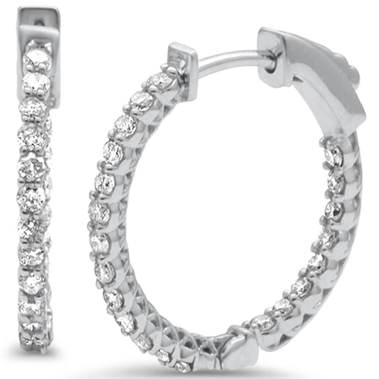 Muse Jewelry 1.11ct G SI 14K White Gold Diamond Hoop Earrings
