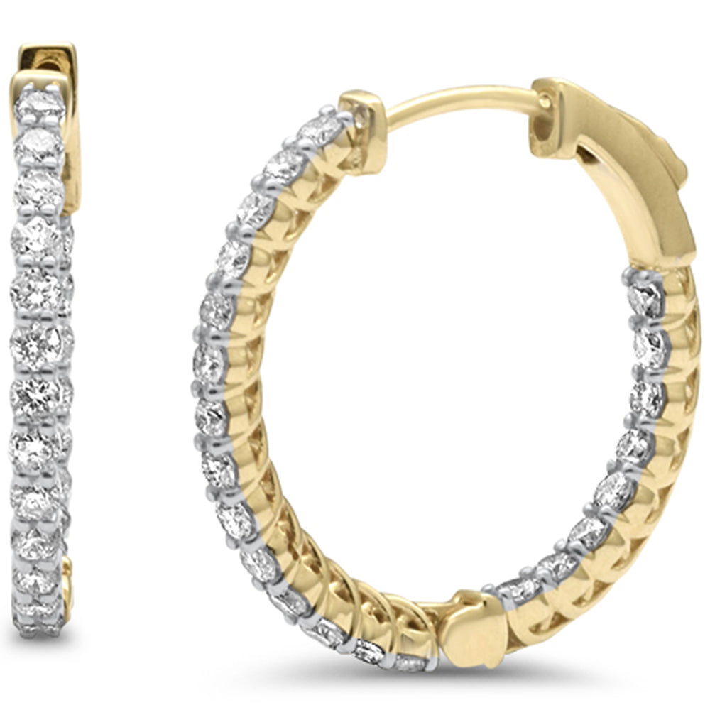 Muse Jewelry 1.08ct G SI 14K Yellow Gold Diamond Hoop Earrings
