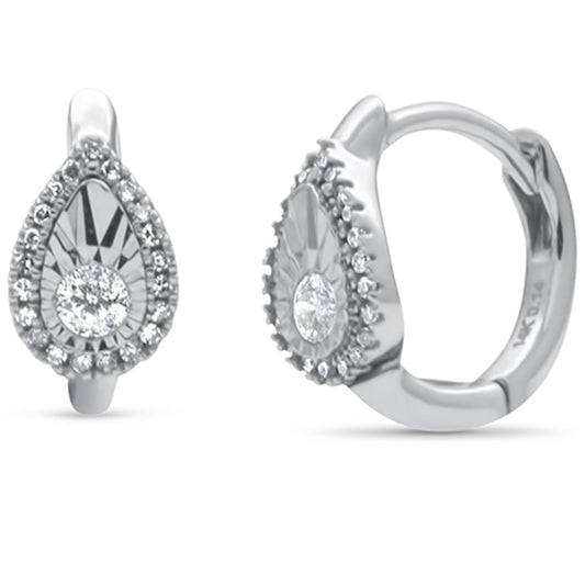 Muse Jewelry .14ct G SI 14K White Gold Diamond Pear Shaped Hoop Earrings