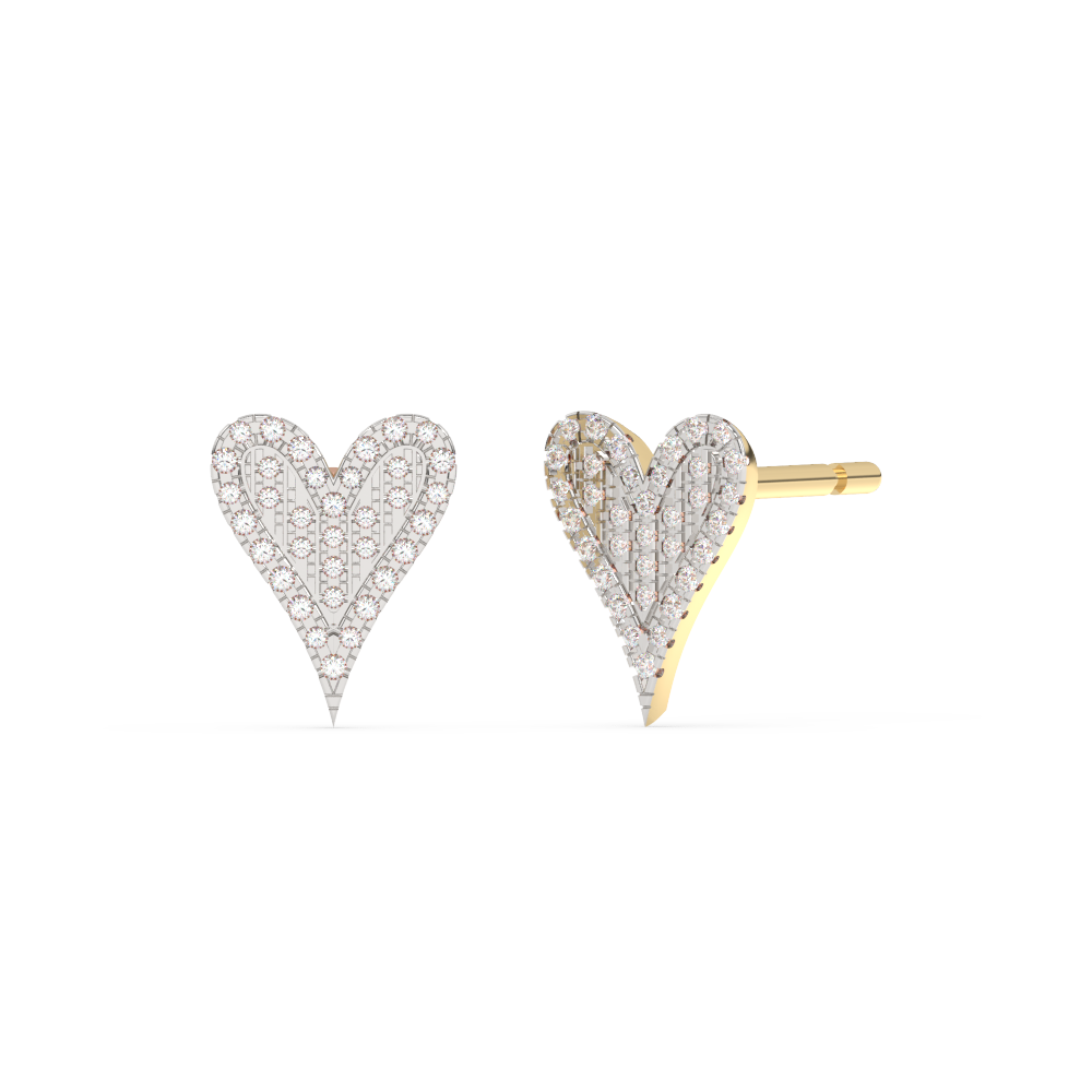 Muse Jewelry .12ct G SI 14K Yellow Gold Diamond Heart Earrings