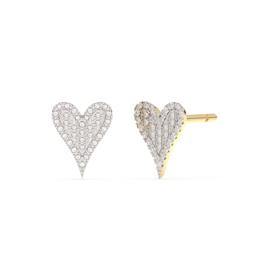 Muse Jewelry .12ct G SI 14K Yellow Gold Diamond Heart Earrings