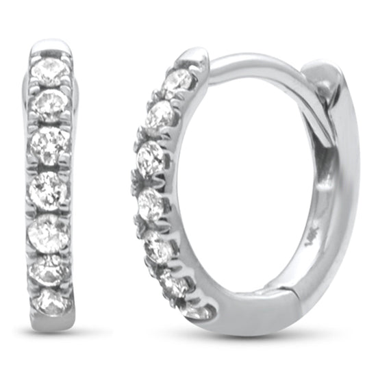 Muse Jewelry .17ct G SI 14K White Gold Diamond Petite Hoop Earrings