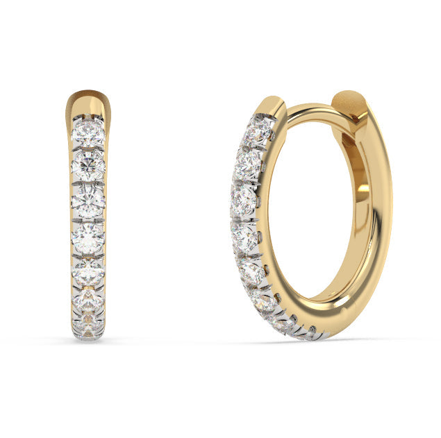 Muse Jewelry .18ct G SI 14K Yellow Gold Diamond Petite Hoop Earrings