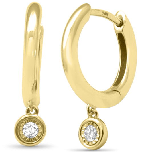 Muse Jewelry .08ct G SI 14K Yellow Gold Diamond Petite Hoop Earrings