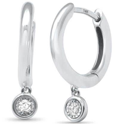 Muse Jewelry .08ct G SI 14K White Gold Diamond Petite Hoop Earrings