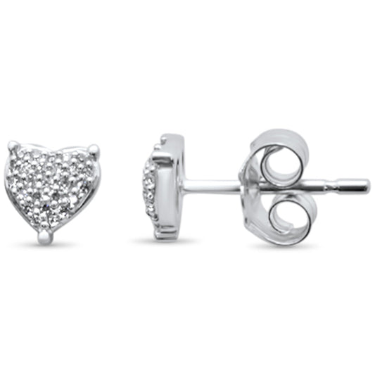 Muse Jewelry .08ct G SI 14K White Gold Diamond Petite Heart Earrings