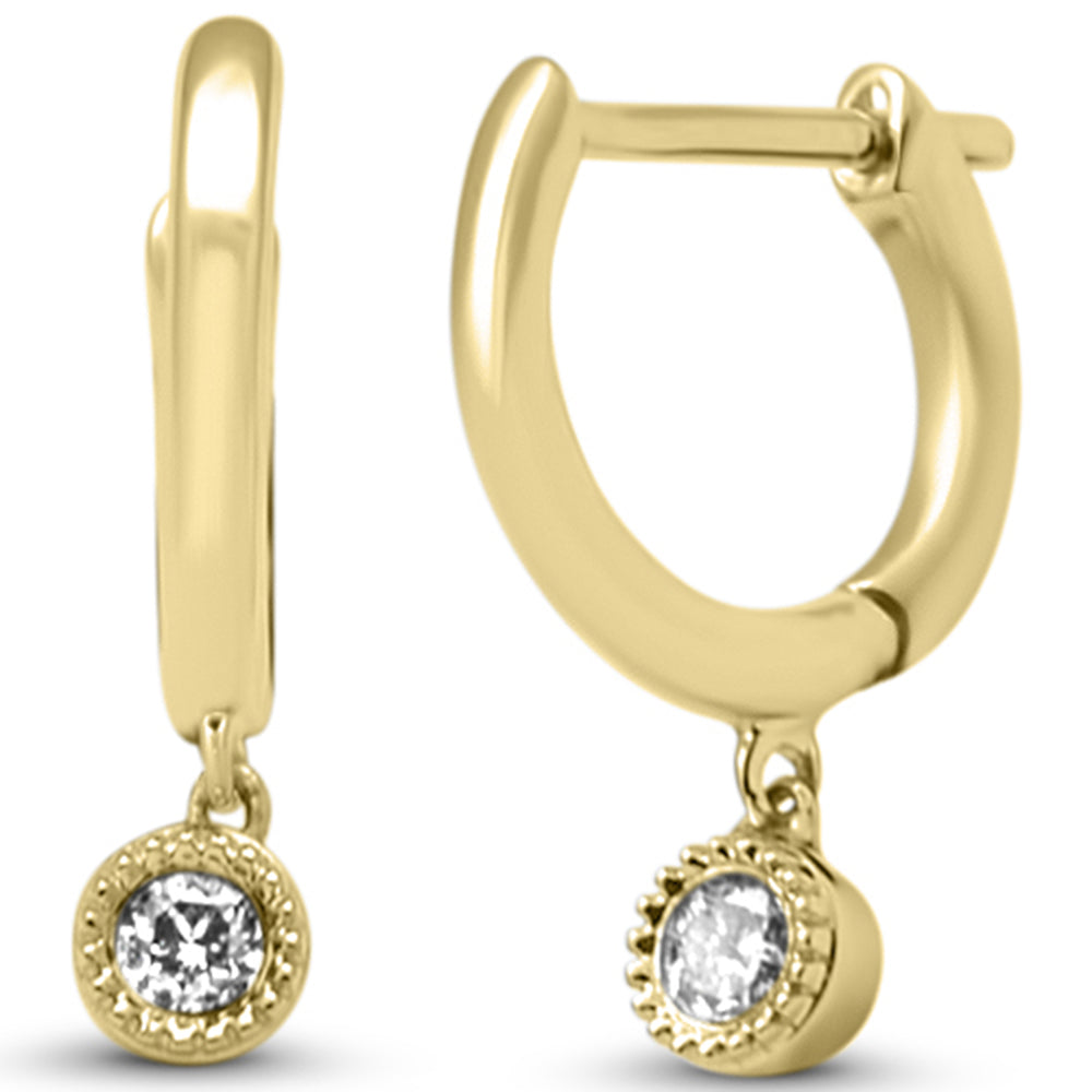 Muse Jewelry .10ct G SI 14K Yellow Gold Diamond Petite Dangling Hoop Earrings