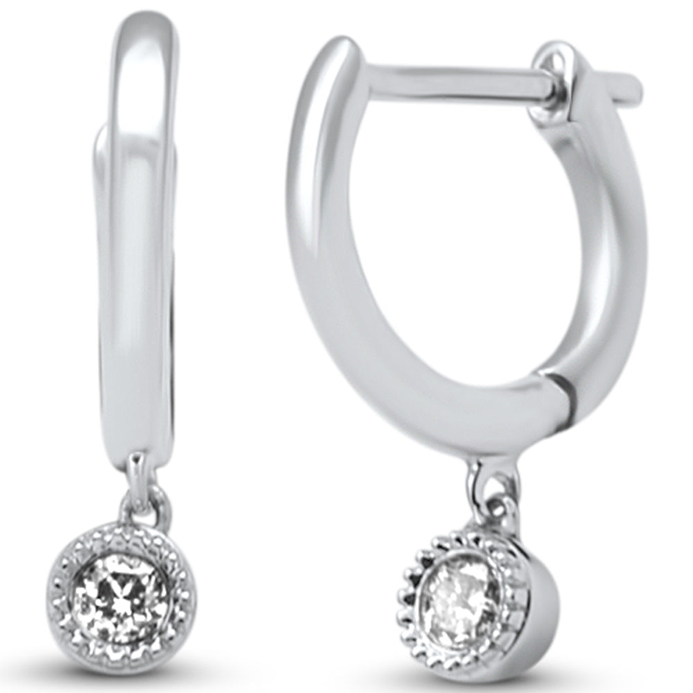 Muse Jewelry .10ct G SI 14K White Gold Diamond Petite Dangling Hoop Earrings