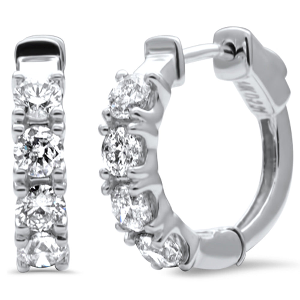 Muse Jewelry 2.01ct G SI 14K White Gold Round Diamond Hoop Huggie Style Earrings