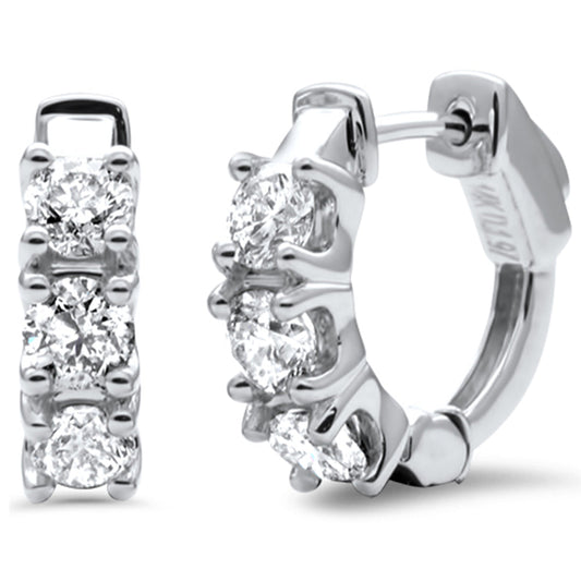 Muse Jewelry 1.97ct G SI 14K White Gold Diamond Hoop Huggie Style Earrings