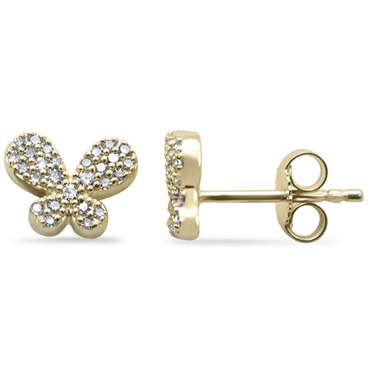 Muse Jewelry .20ct G SI 14K Yellow Gold Diamond Cute Butterfly Earrings