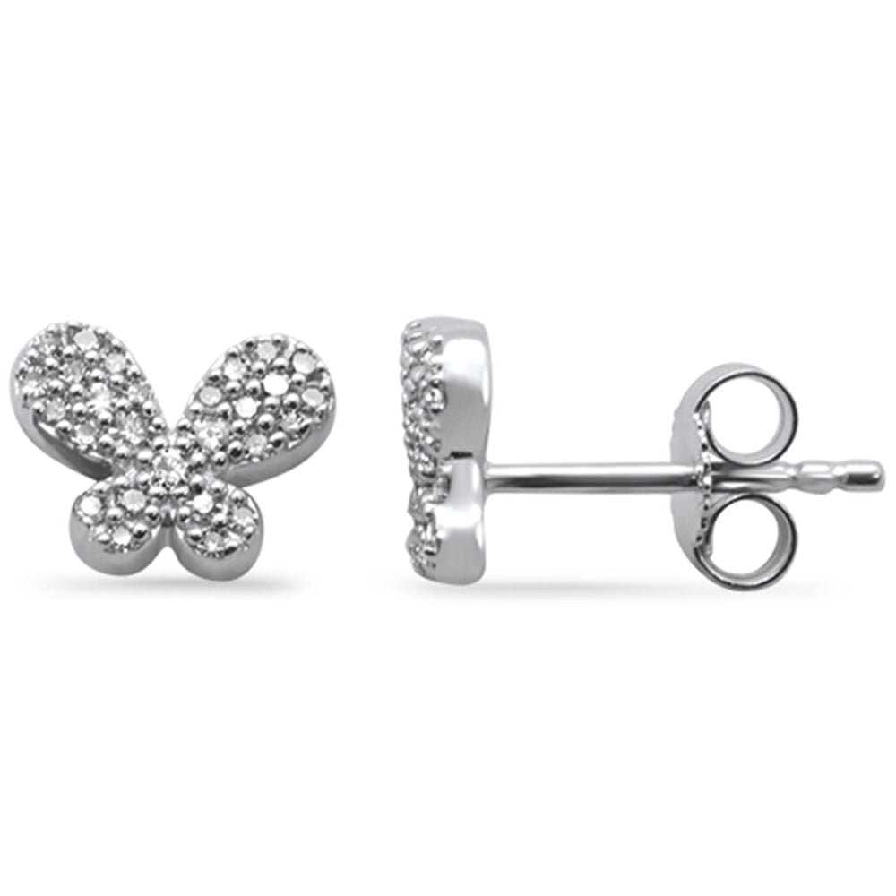 Muse Jewelry .20ct G SI 14K White Gold Diamond Cute Butterfly Earrings