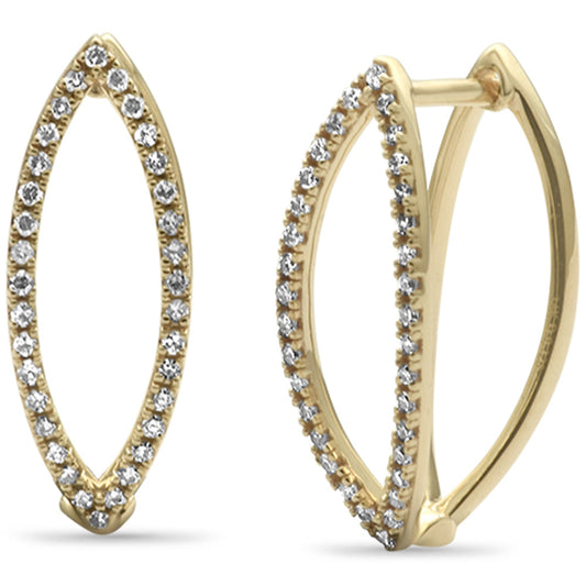 Muse Jewelry .25ct G SI 14K Yellow Gold Diamond Marquise Shape Hoop Earrings