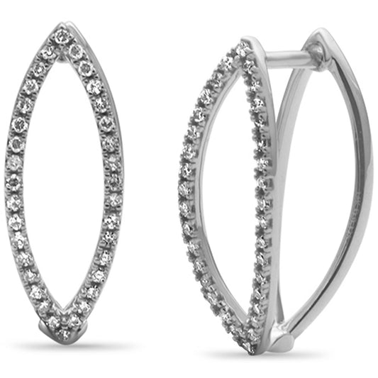 Muse Jewelry .25ct G SI 14K White Gold Diamond Marquise Shape Hoop Earrings