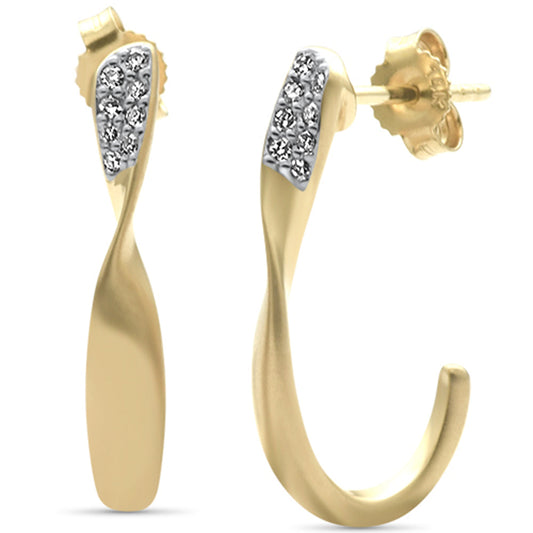 Muse Jewelry .10ct G SI 14K Yellow Gold Diamond Twisted J Hoop Earrings